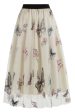 Apricot High Waist Print Chiffon Floral Loose Midi A Line Skirt Online Sale