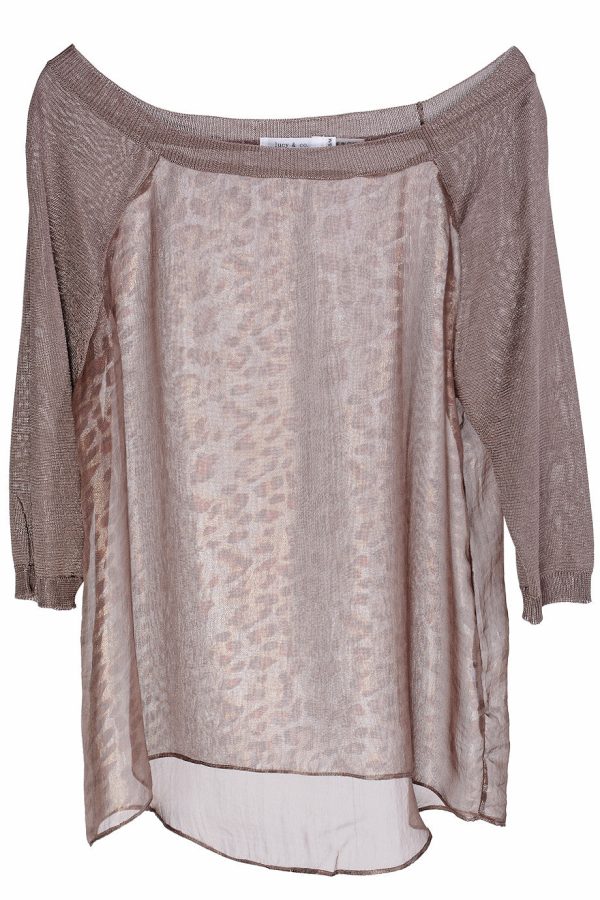 CYBELE Taupe Leopard Sheer Blouse Online now