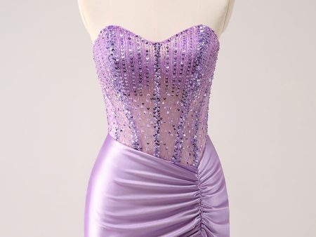 Sparkly Beading Lilac Corset Short Tight Homecoming Dress For Discount