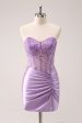 Sparkly Beading Lilac Corset Short Tight Homecoming Dress For Discount