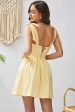 A Line Yellow Square Neck Short Homecoming Dress Online Hot Sale