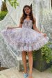 Lilac A-Line Floral Prints Ruffled Tiered Tulle Homecoming Dress Supply