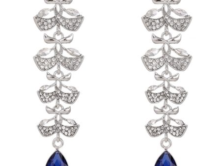 Royal Blue Leaf Tassel Water Drop Long Earrings Online