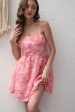 Pink Flower A-Line Spaghetti Straps Short Party Dress Cheap