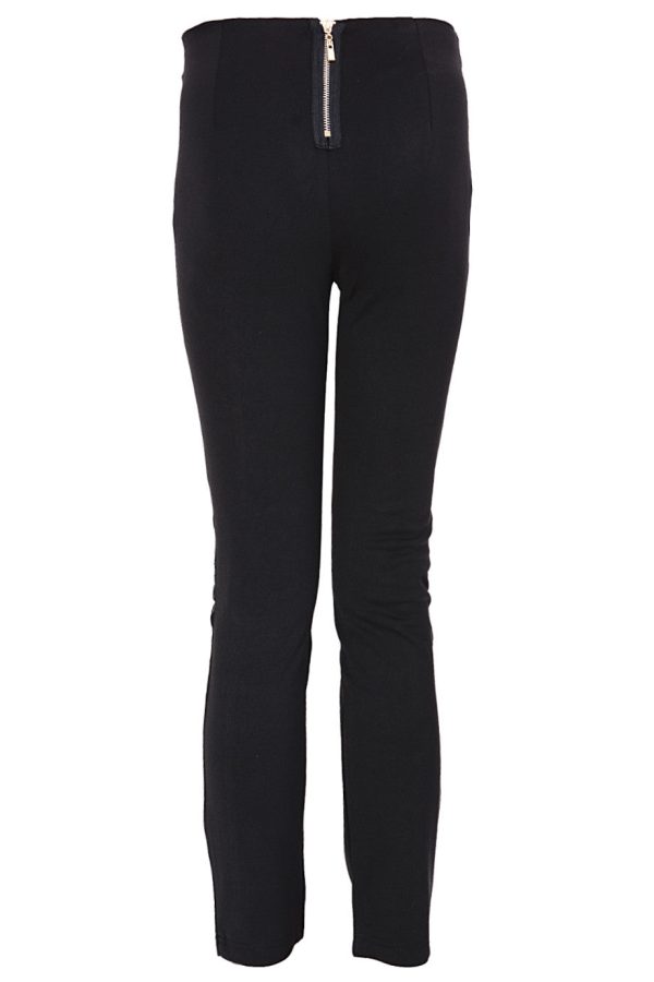 SAGE Black Pants with Leather Details Fashion