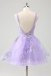 Lilac A-Line Corset Embroidered Homecoming Dress with Sequins Online