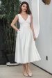 Elegant White A Line V Neck Sleeveless Graduation Dress with Hollow-out Back For Sale