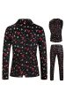 Black Christmas Printed 3 Pieces Notched Lapel Men s Festival Suits Cheap