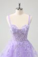 Lilac A-Line Corset Embroidered Homecoming Dress with Sequins Online