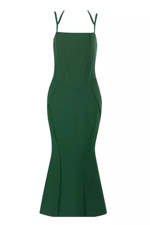 Dark Green Mermaid Spaghetti Straps Corset Long Prom Dress Discount