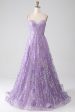 A-Line Spaghetti Straps Lilac Corset Prom Dress with Sequins For Discount