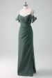 Eucalyptus Spaghetti Straps Sheath Long Chiffon Bridesmaid Dress For Sale