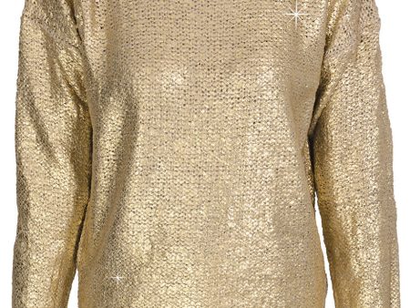 SIERA Metallic Gold Knitted Jumper Online Sale