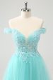 Sparkly Light Blue A Line Off The Shoulder Short Homecoming Dress Sale