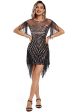 Black Glitter 1920s Dress with Fringes For Cheap