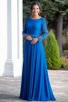 Sparkly Royal Blue A-Line Beaded Long Sleeves Mother of the Bride Dress Cheap