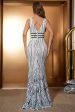 White Mermaid V-Neck Long Prom Dress on Sale