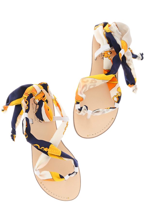 VICKY Printed Ribbon Sandals Cheap