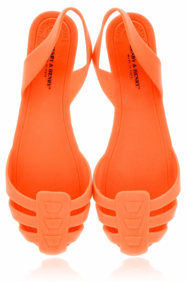 HENRY & HENRY MILA Orange Fluo Rubber Slingbacks Sale