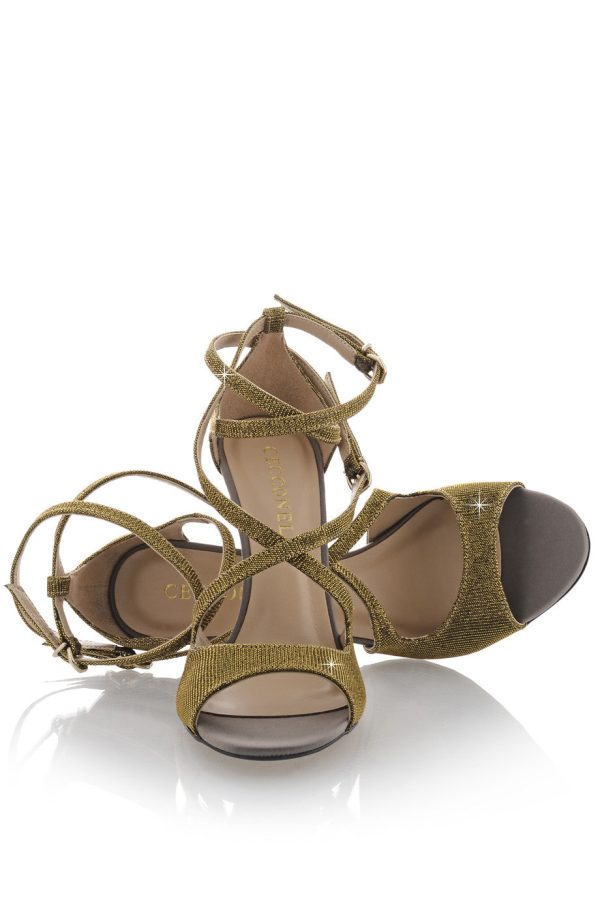 CECCONELLO FELICITA Gold Strap Heeled Sandals on Sale