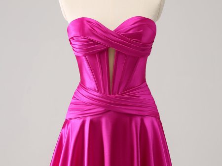 Fuchsia A-Line Sweetheart Corset Short Homecoming Dress Online now