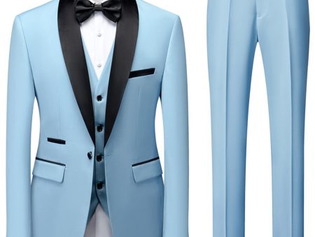 Light Blue Shawl Lapel Three-Pieces Men s Suits For Sale