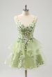 Light Green A-Line Applique Short Homecoming Dress with Ruffles on Sale