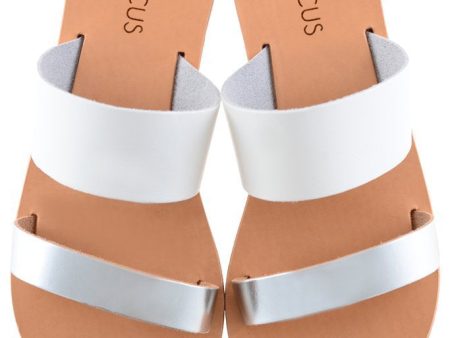 Helena White Silver Leather Sandals Supply