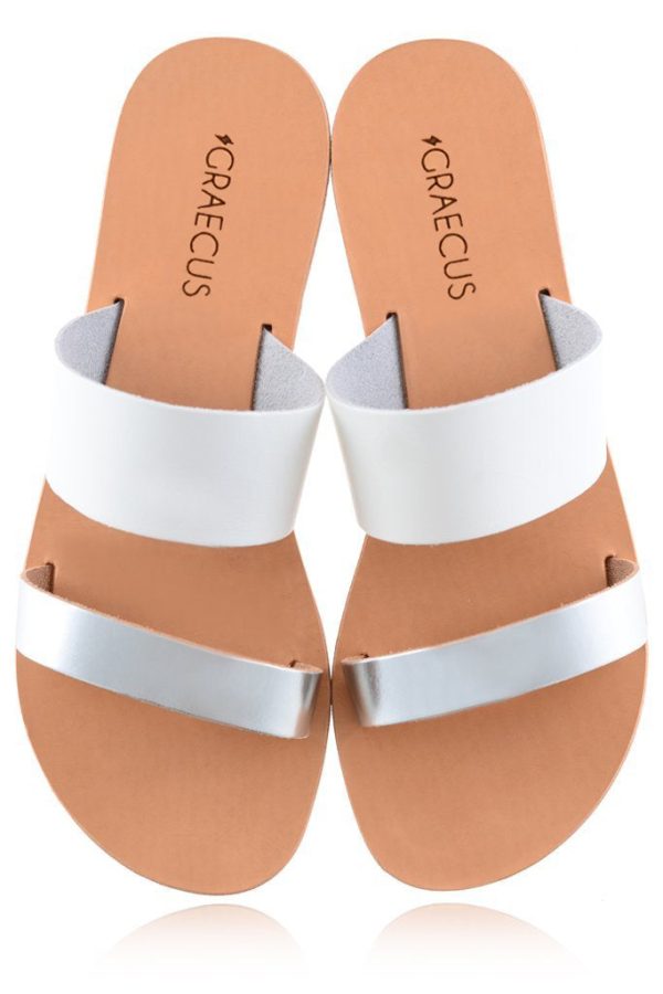 Helena White Silver Leather Sandals Supply