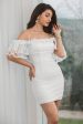 White Bodycon Ruffled Short Classy Graduation Dress Online Sale