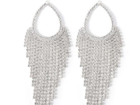 Sparkly Silver Rhinestones Drop Earrings Discount