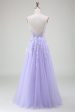 A-Line Purple Prom Dress with Sequins Cheap