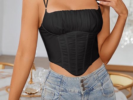 Black Spaghetti Straps Corset Top For Discount