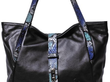 FERCHI BASILISK Black Leather Woman Tote Bag Online Sale