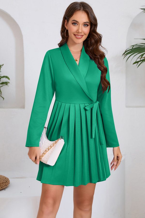 Green A Line Pleated Short Cocktail Dress with Bow Online now