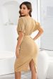 Sheath Round Neck Gold Wedding Guest Party Dress Hot on Sale