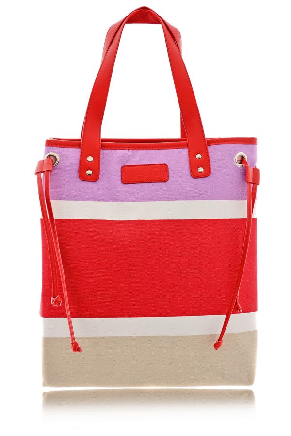 LARINE Red Color Block Shoulder Bag For Cheap