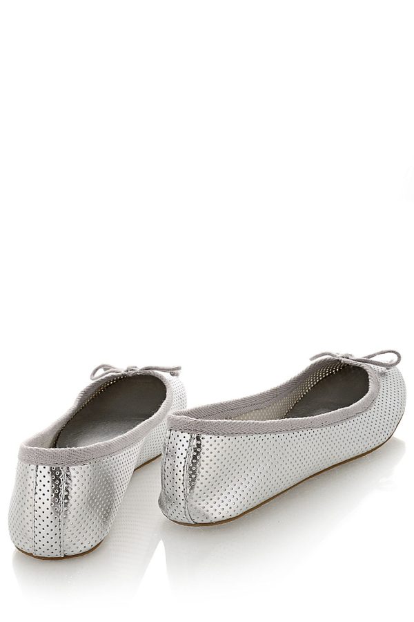 MABLE Silver Perforated Ballerinas For Discount