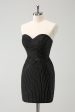 Sparkly Black Strapless Bodycon Mini Homecoming Dress For Cheap