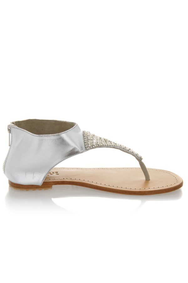 SILVER Crystal Leather Sandals Sale