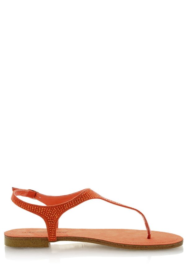 FRANCESCO MILANO ARETHA Orange Crystal Sandals For Discount