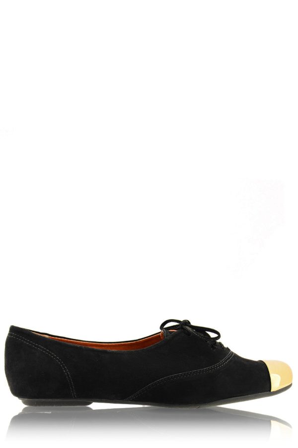 ESTER Black Lace Up Flats Cheap