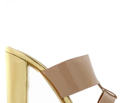 AMY Nude Gold Mules Online Hot Sale