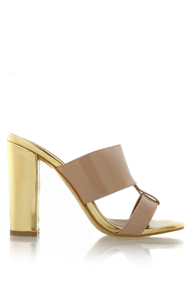 AMY Nude Gold Mules Online Hot Sale