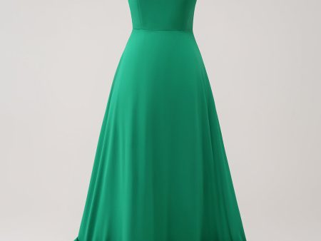 Elegant Green A Line Spaghetti Straps Bridesmaid Dress Cheap