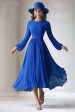 Royal Blue A Line Long Sleeve Round Neck Mother of the Bride Dress Supply