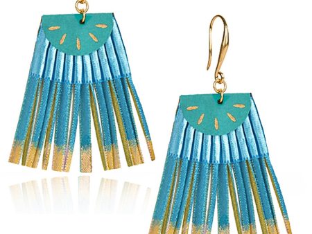 Scallop Turquoise Fabric Earrings Discount