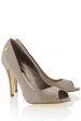 BLINK LANE Taupe Patent Peep Toe Pumps Sale