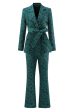 Dark Green 2 Piece 3D Flowers Women s Formal Suits with Belt For Cheap