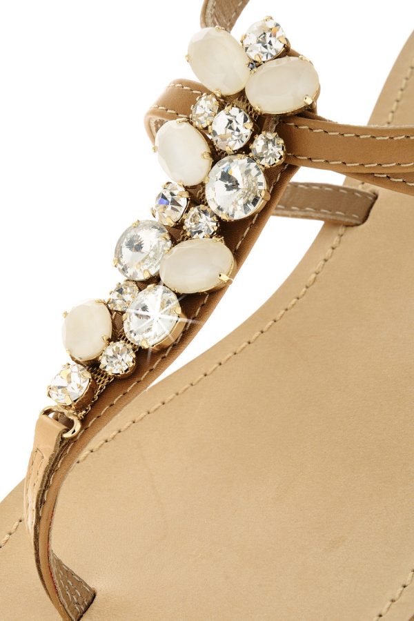 ANGELO VALENTE ZORA Beige Crystal Sandals For Cheap